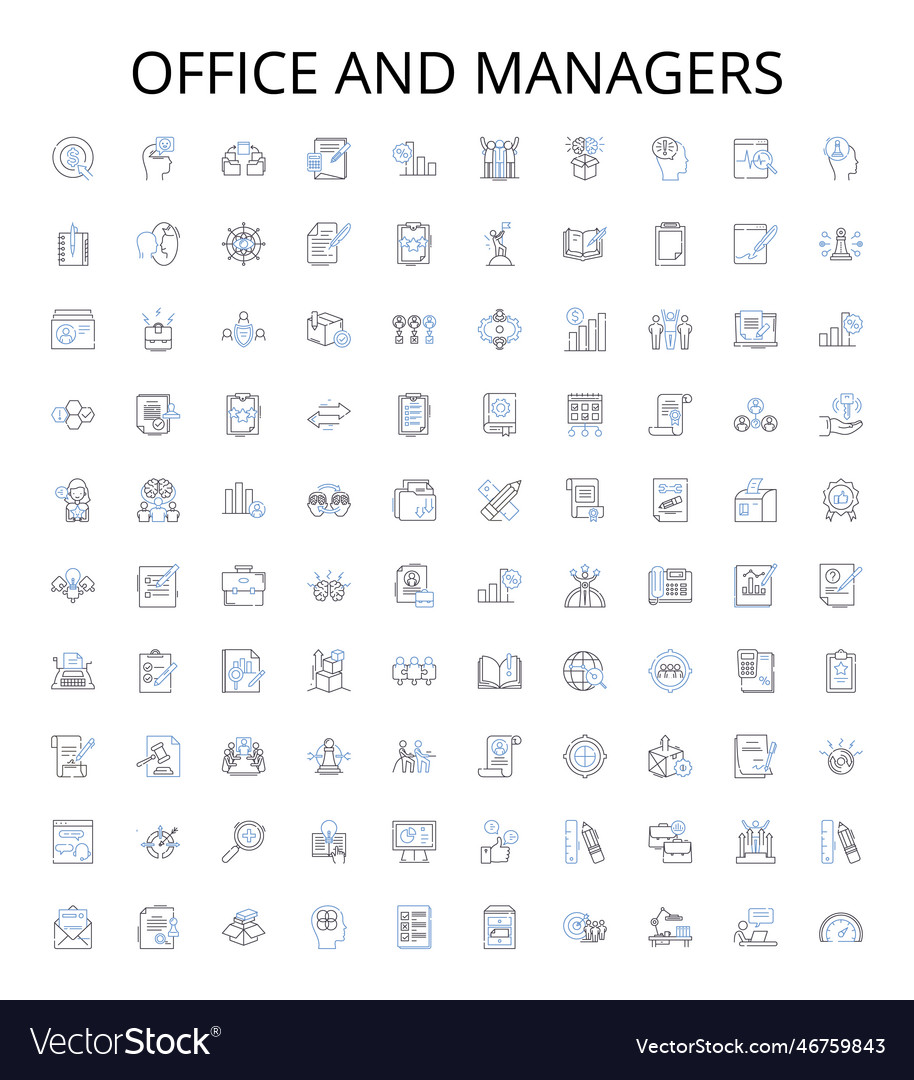 Office And Managers Outline Icons Collection Vector Image