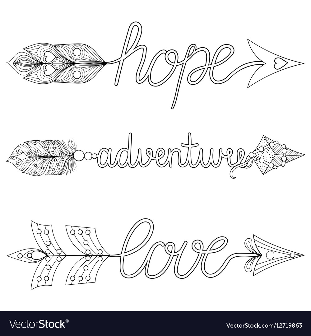 Bohemian Arrows Handpainted Signs Boho Adventure Vector Image