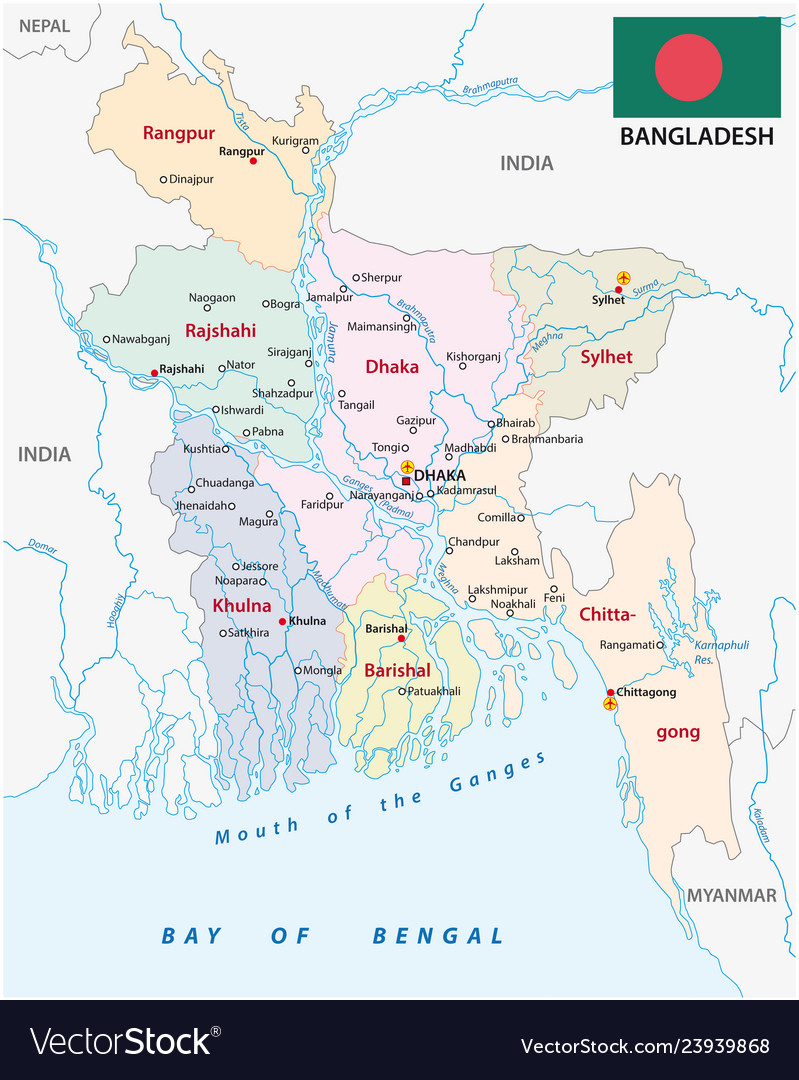 Bangladesch Administrative And Political Map Vector Image