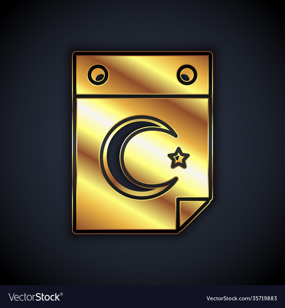 Gold Star And Crescent Symbol Islam Icon Vector Image