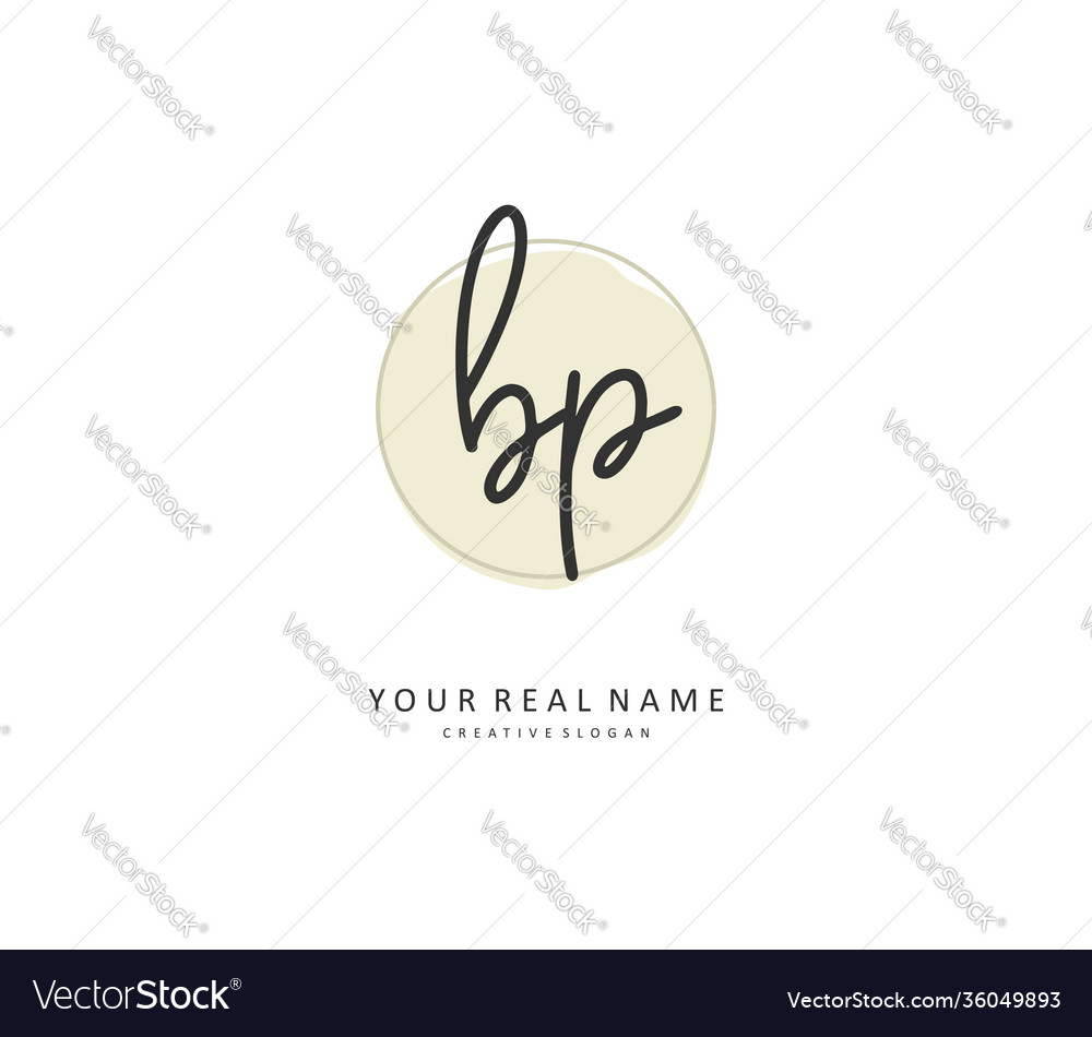 Bp Initial Letter Handwriting And Signature Logo Vector Image