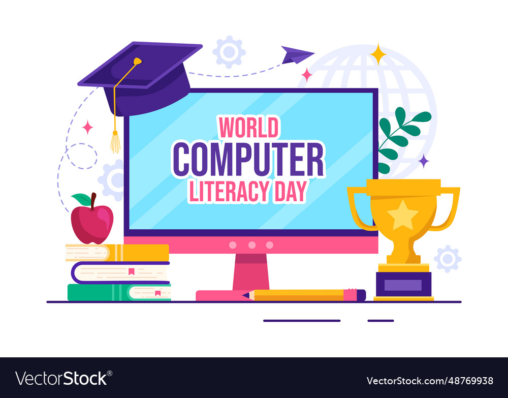 World Computer Literacy Day On December 2 Vector Image