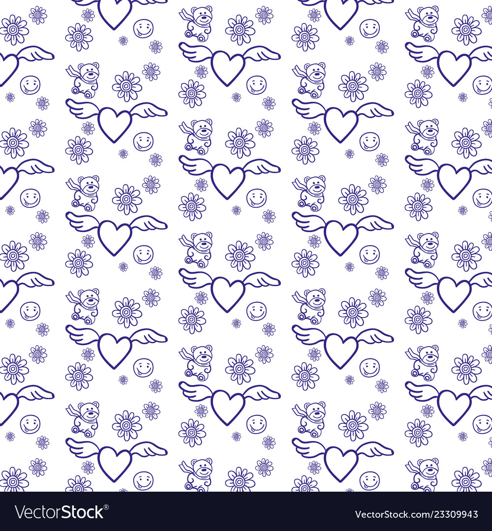 Hand Drawn Love Doodles Pattern Royalty Free Vector Image