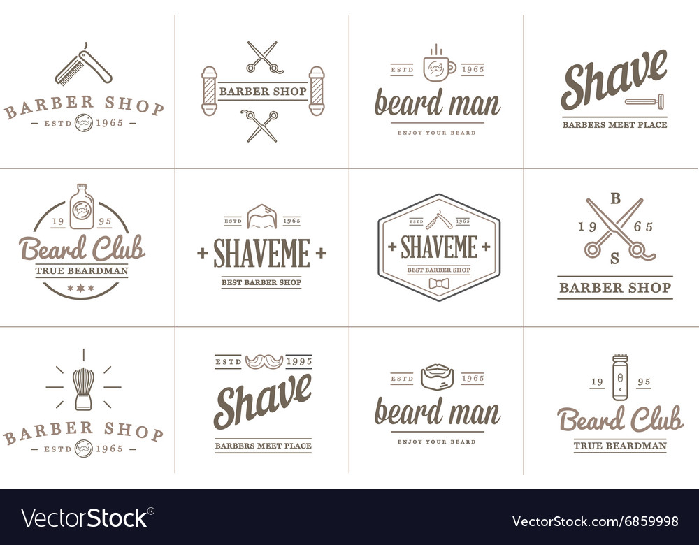 Set Of Barber Shop Elements And Shave Icons Vector Image