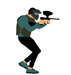 Paintball Player Silhouette Isolated Royalty Free Vector