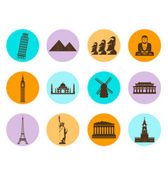 World Landmarks Silhouettes Elements Set Vector Image