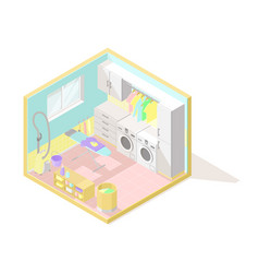 Isometric Low Poly Cutaway Interior Royalty Free Vector