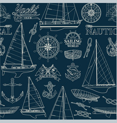 Nautical Style Marine Sailing Elements Wallpaper Vector Image