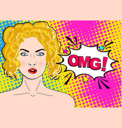 Sexy Pop Art Woman Mouth And Megaphone Speaking Vector Image