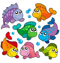 Cute Cartoon Fishes Collection Royalty Free Vector Image