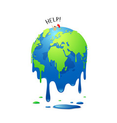 Global Warming And Drought Concept With Melting Vector Image