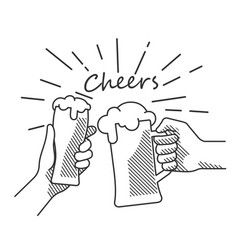 Beer Cheers Hand Royalty Free Vector Image Vectorstock