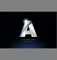 Metal Blue Alphabet Letter P Logo Company Icon Vector Image