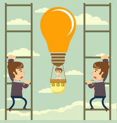 Business People Climbing On Ladder To Success Vector Image