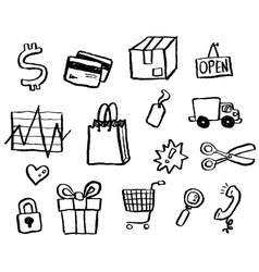 Doodle Icon Set Shopping Royalty Free Vector Image