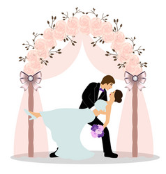 Wedding Arch With Bride And Groom Royalty Free Vector Image