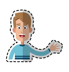 Happy Handsome Blonde Man Waving Hand Cartoon Icon