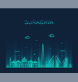 Surabaya Skyline East Java Indonesia Linear Vector Image