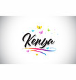 Kenya Handwritten Word Text With Butterflies And Vector Image