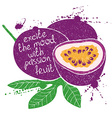 Halved Purple Passion Fruit With Thick Pith Vector Image