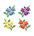 Pixel Rose Flower For Cross Stitch Pattern Vector Image