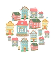 Set Hand Drawn Cute Cartoon Houses Royalty Free Vector Image