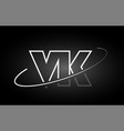 Black And White Alphabet Letter Vk V K Logo Vector Image