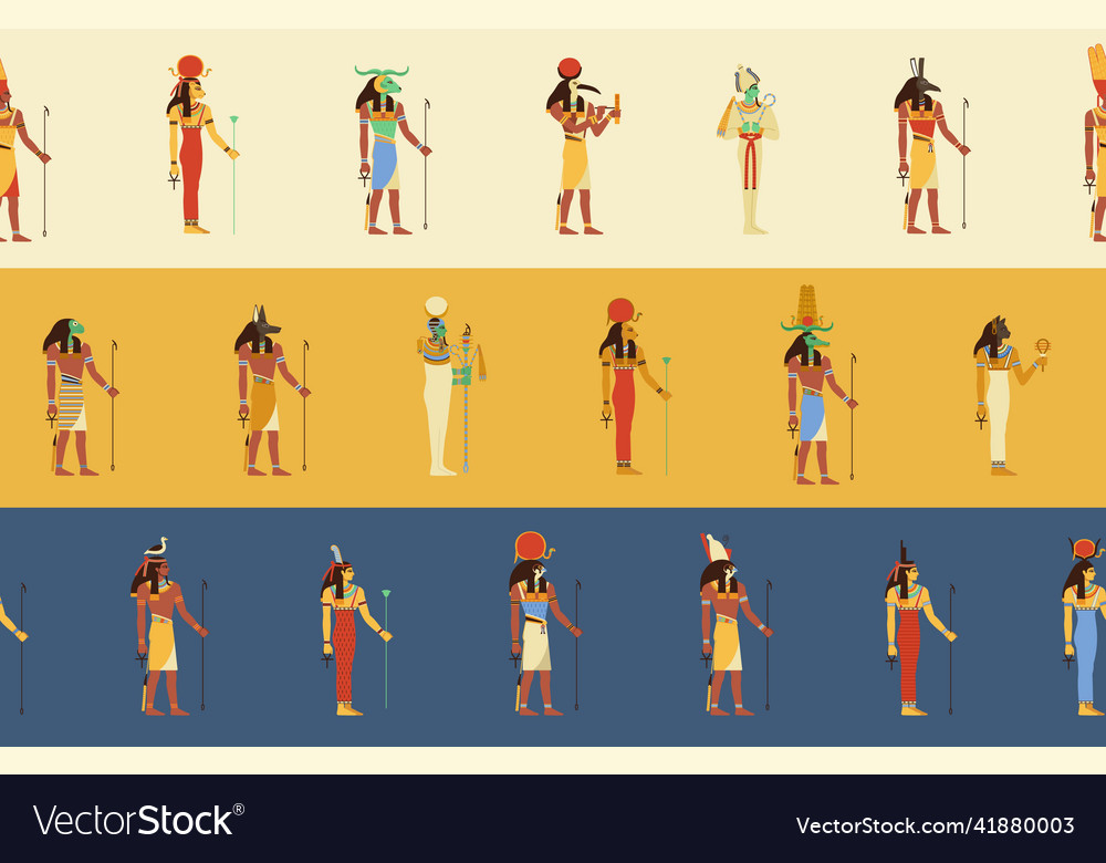 Ancient egypt gods profiles seamless pattern Vector Image