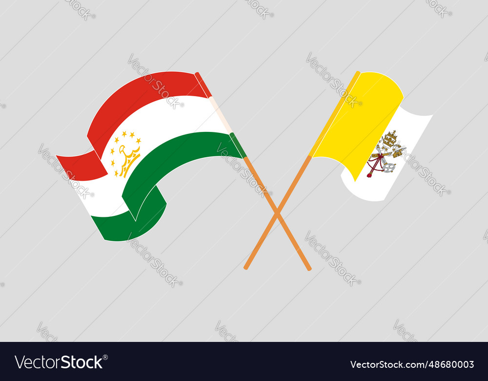 Crossed flags of tajikistan and vatican official Vector Image