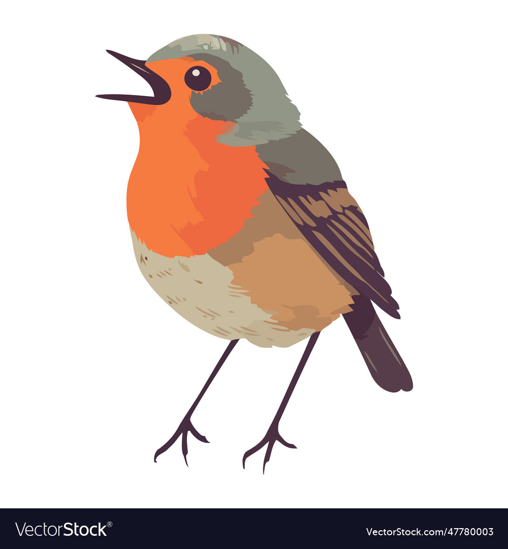 Cute finch perching on branch in winter Royalty Free Vector