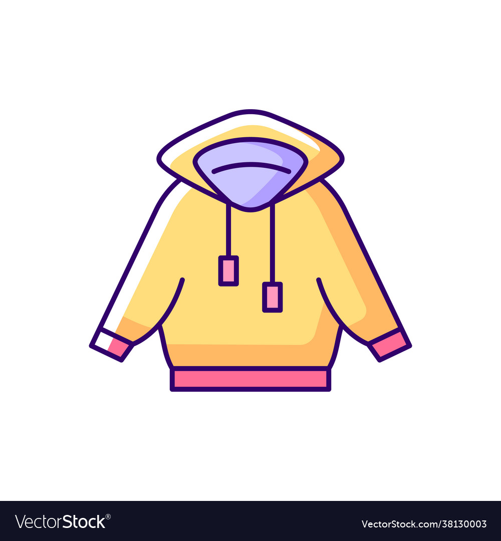 Home outfit with hoodie yellow rgb color icon Vector Image