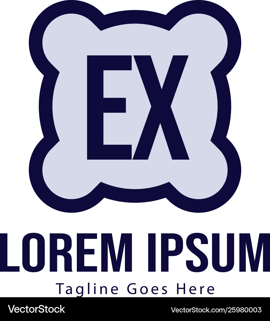 Initial ex logo template with modern frame Vector Image