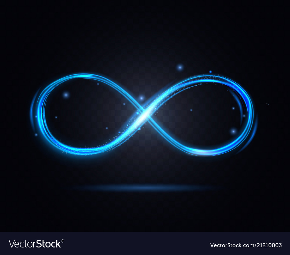 Shiny infinity symbol on a dark transparent Vector Image