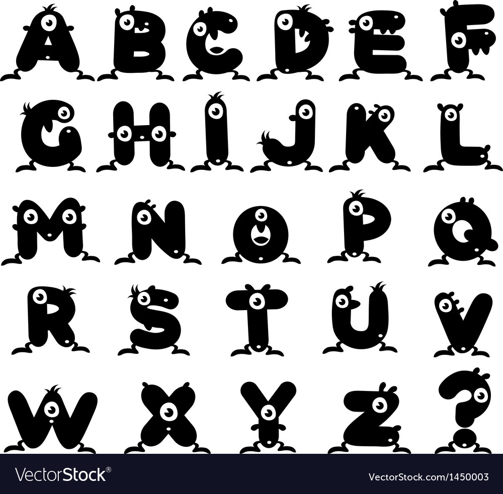 Strange monster alphabet Royalty Free Vector Image