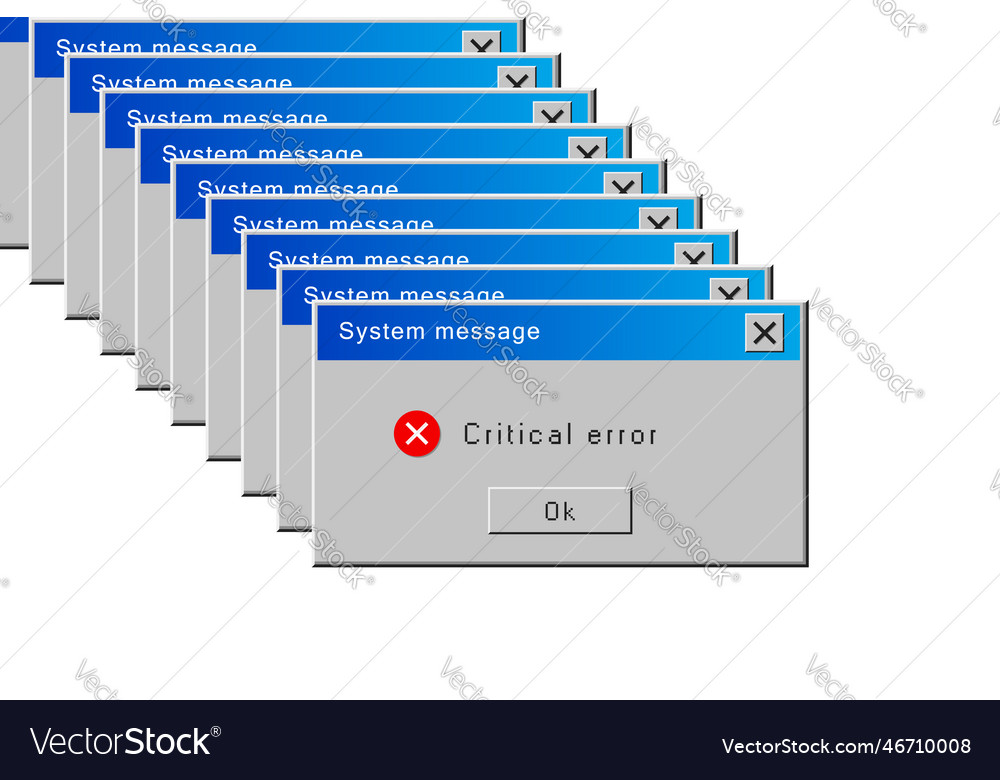 Critical Error Message Retro Operating System Vector Image