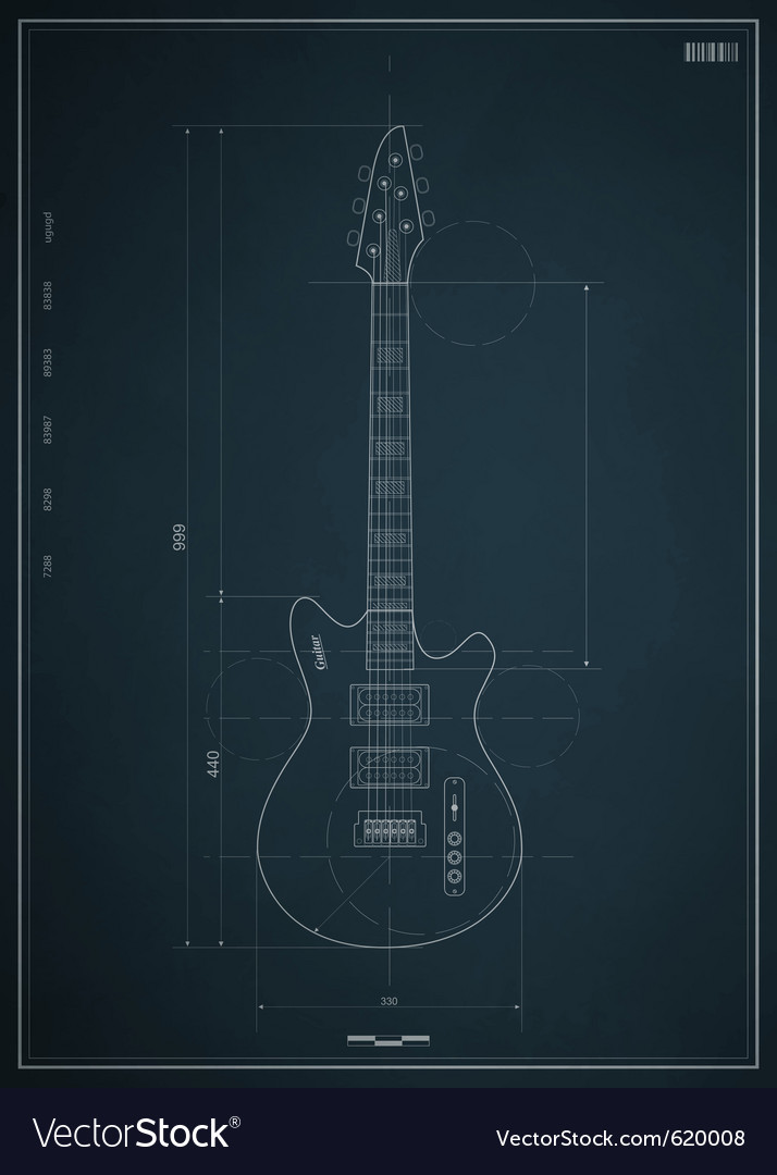 Electric guitar blueprint Royalty Free Vector Image