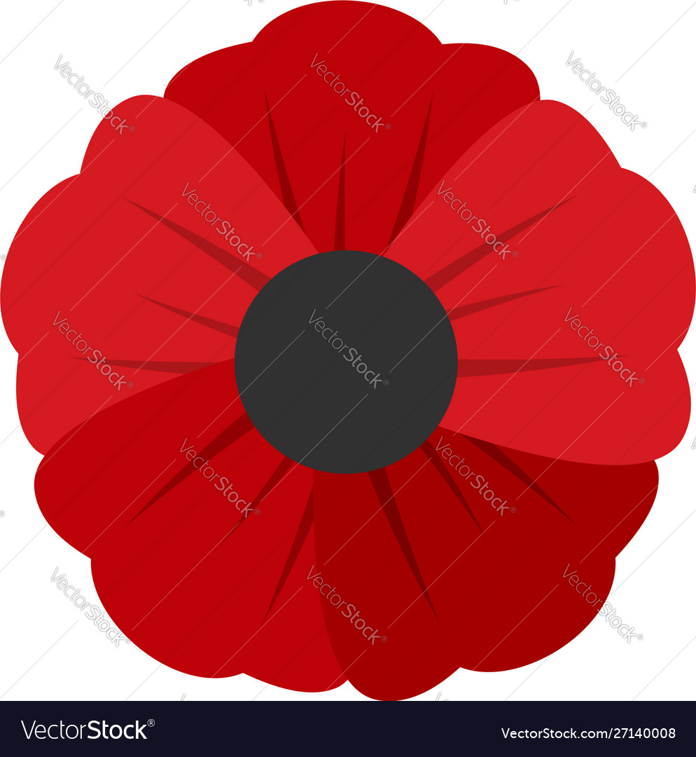 Garden poppy flower icon flat style Royalty Free Vector