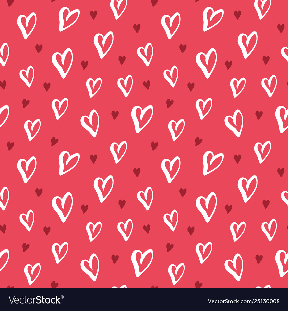 Heart symbol seamless pattern hand drawn sketch Vector Image