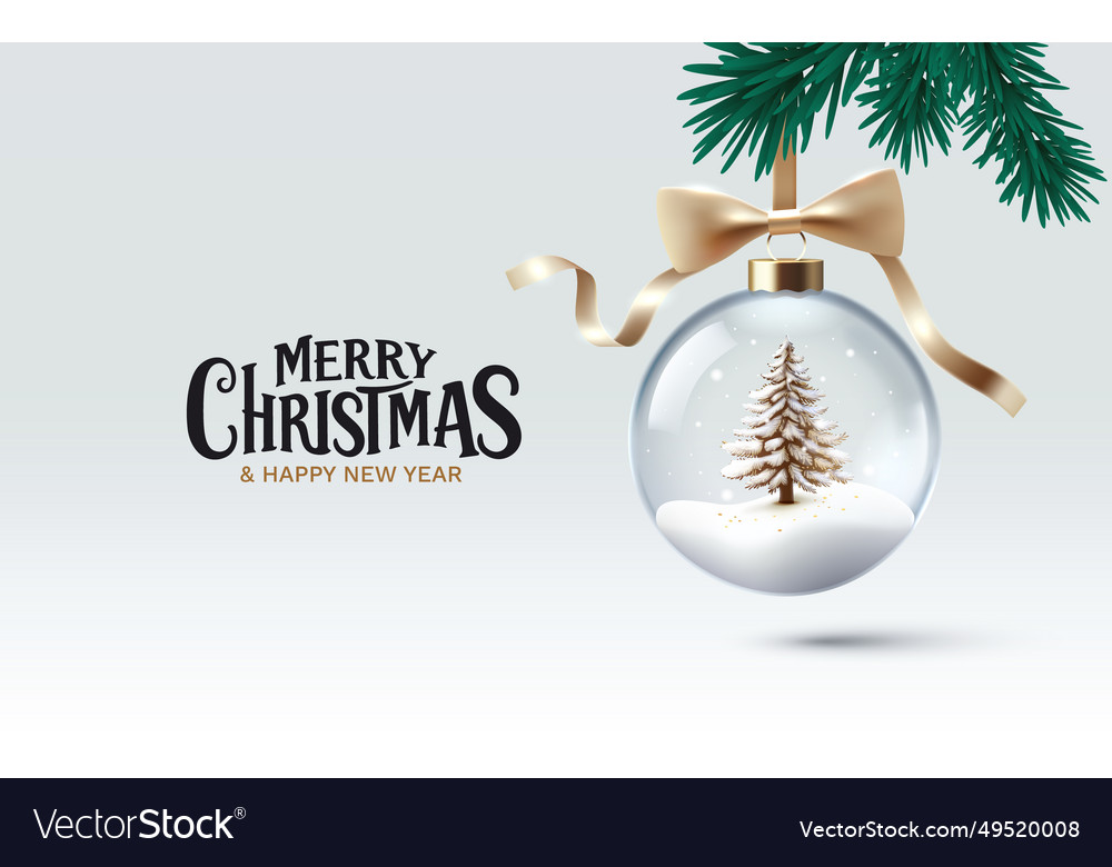 Merry christmas glass new years ball Royalty Free Vector