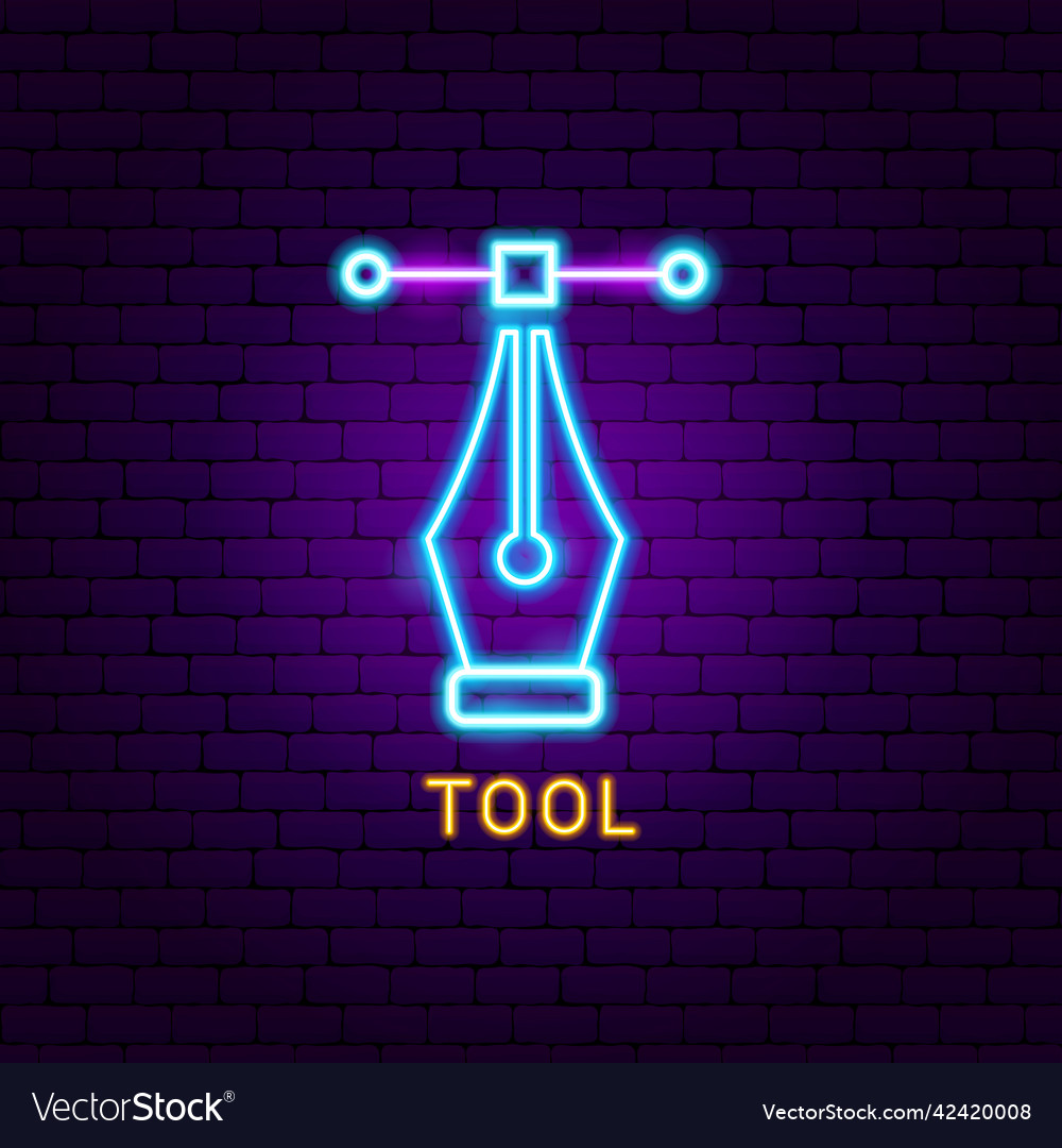 pen-tool-neon-label-royalty-free-vector-image-vectorstock