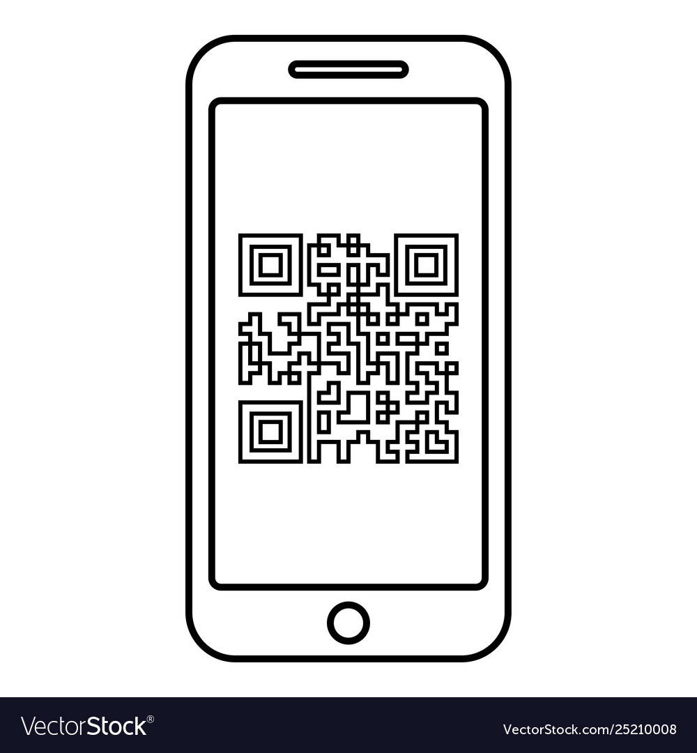 Smartphone With Qr Code On Screen Icon Outline Vector Image