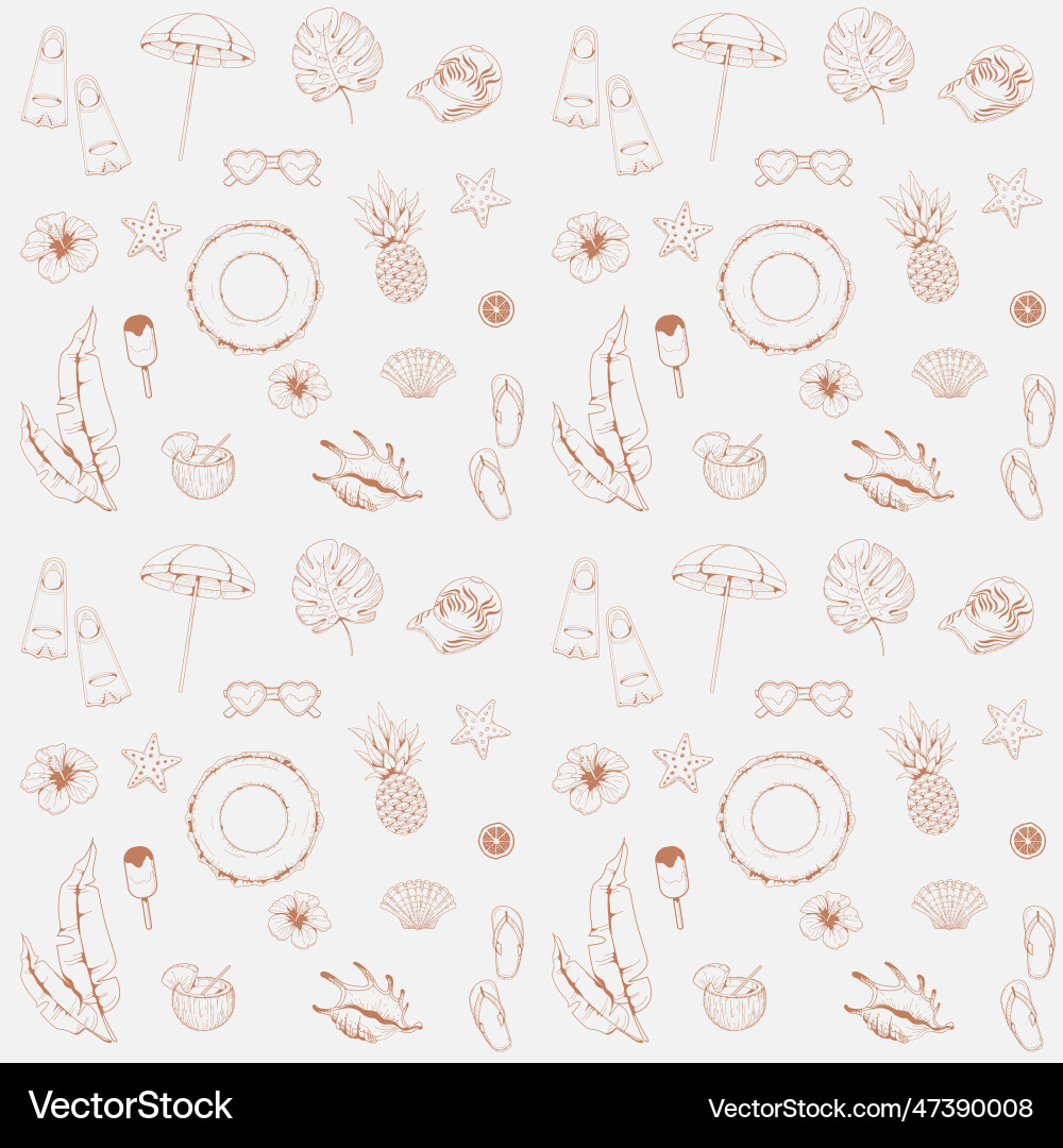 Summer beach holiday seamless pattern set object Vector Image