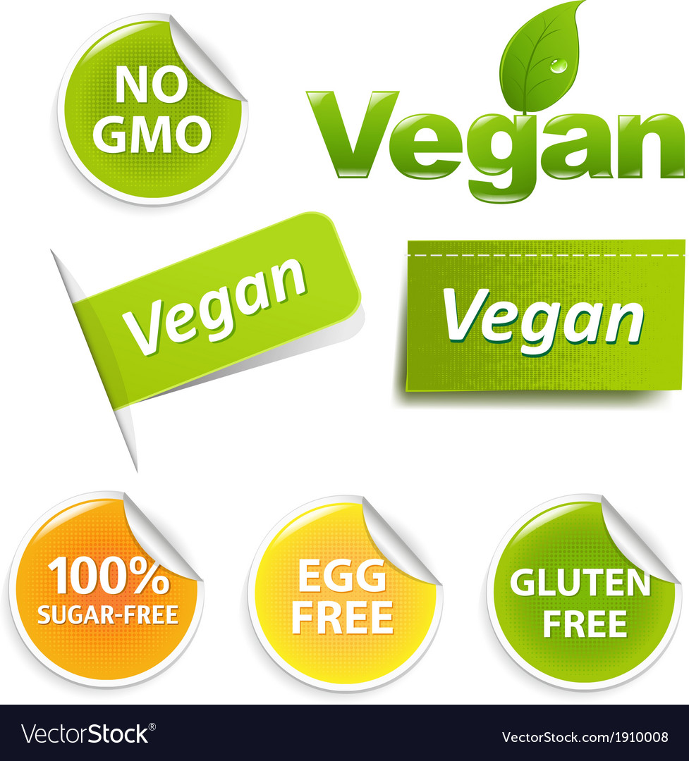 Vegan labels set Royalty Free Vector Image VectorStock
