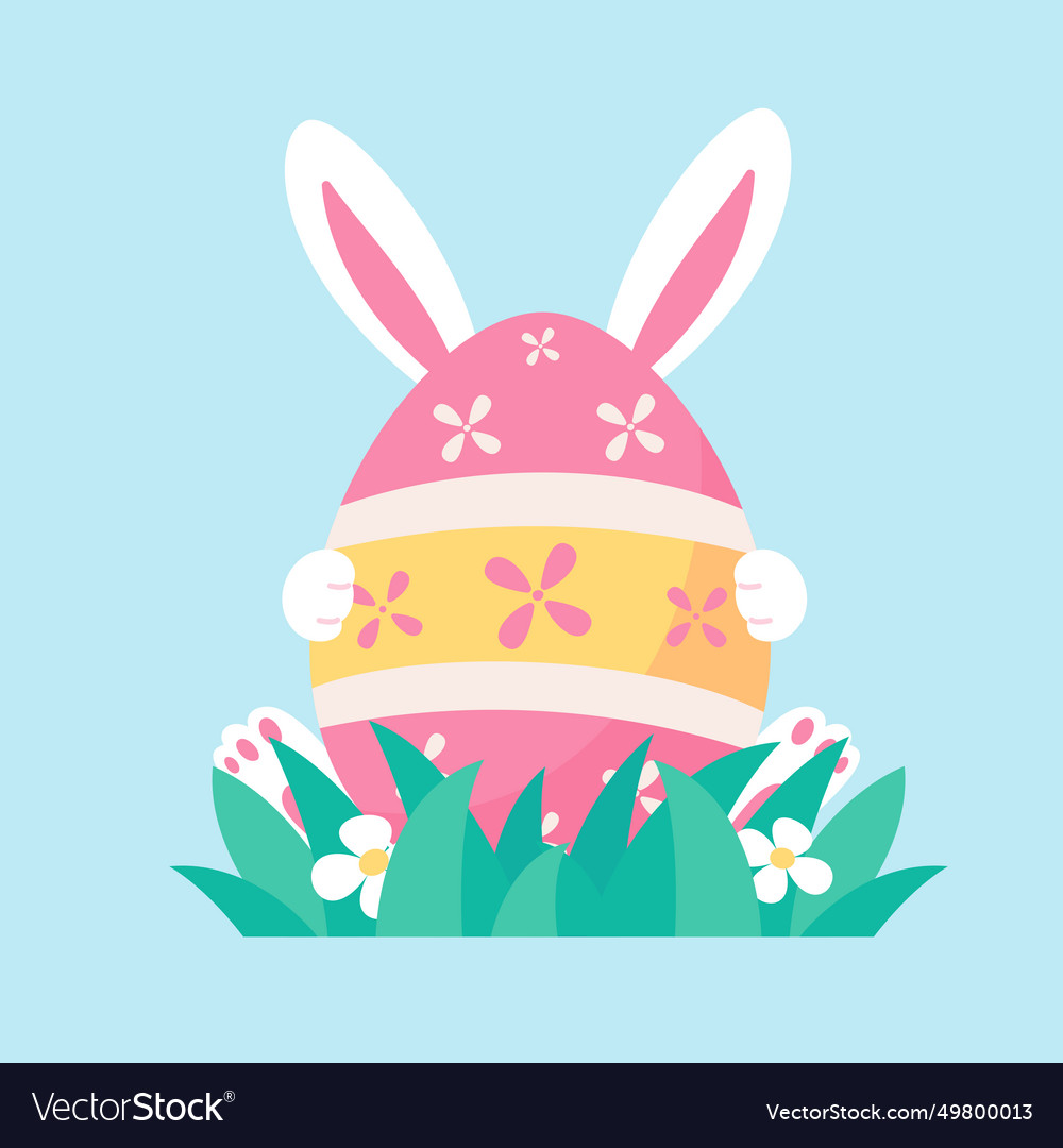 A cartoon bunny hiding behind colorfully Vector Image