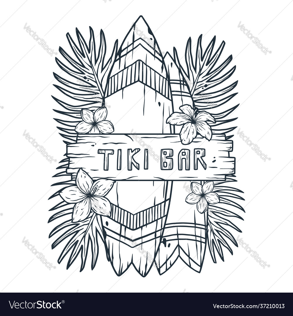 Design hawaii tiki bar and surfing ethnic surf Vector Image