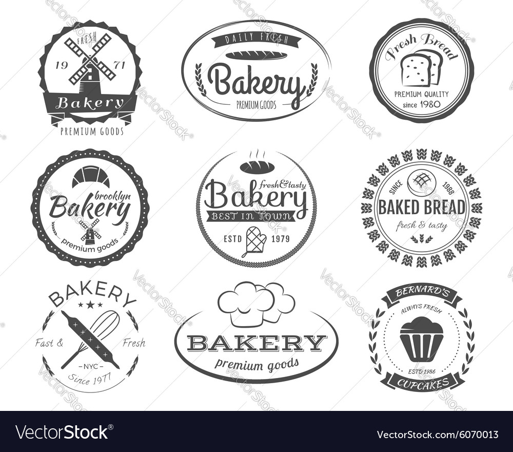 Set of bakery labels badges and design elements Vector Image