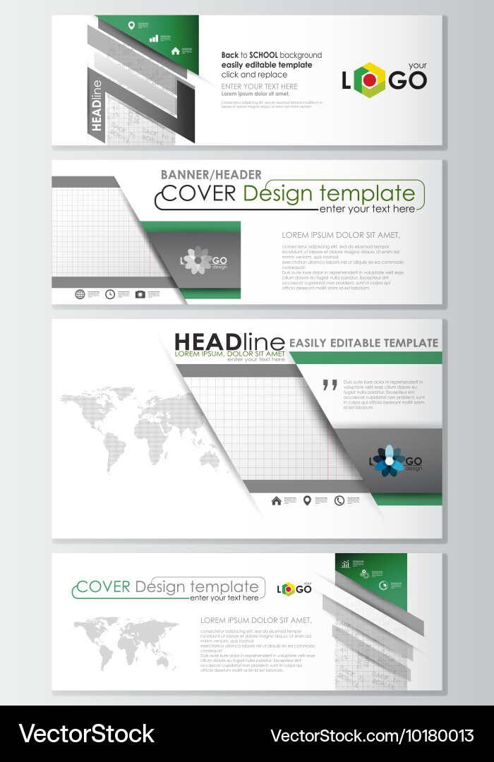 Social Media And Email Headers Set Modern Banners Vector Image