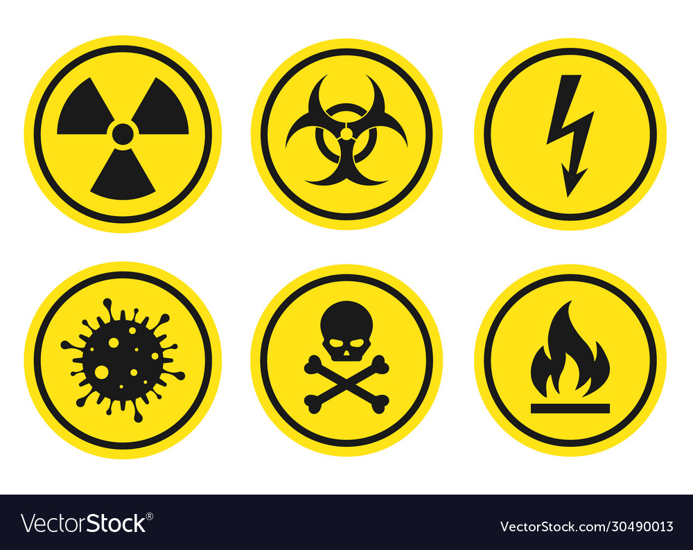 Warning signs set - danger radiation biohazard Vector Image