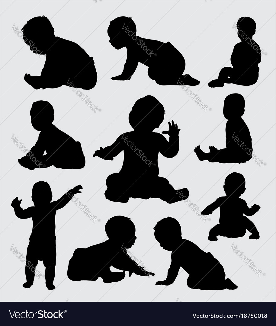 Baby activity silhouette Royalty Free Vector Image