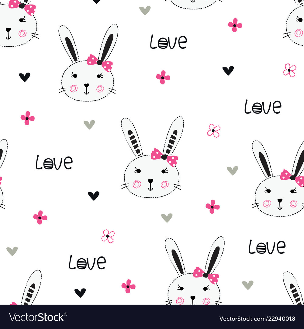 Cute bunny girl seamless pattern Royalty Free Vector Image